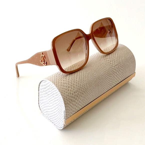 NEW Jimmy Choo Nude Glitter TARA/S Sunglasses - Picture 1 of 7
